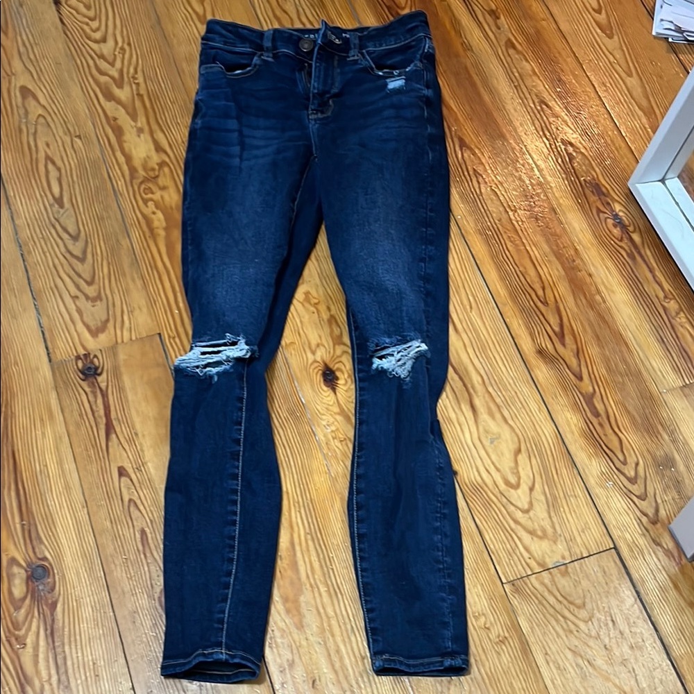 Women's Blue Distressed Jeans